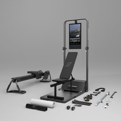 Gym Monster 3 Station configuration - Incline Bench plus AeroRow rowing