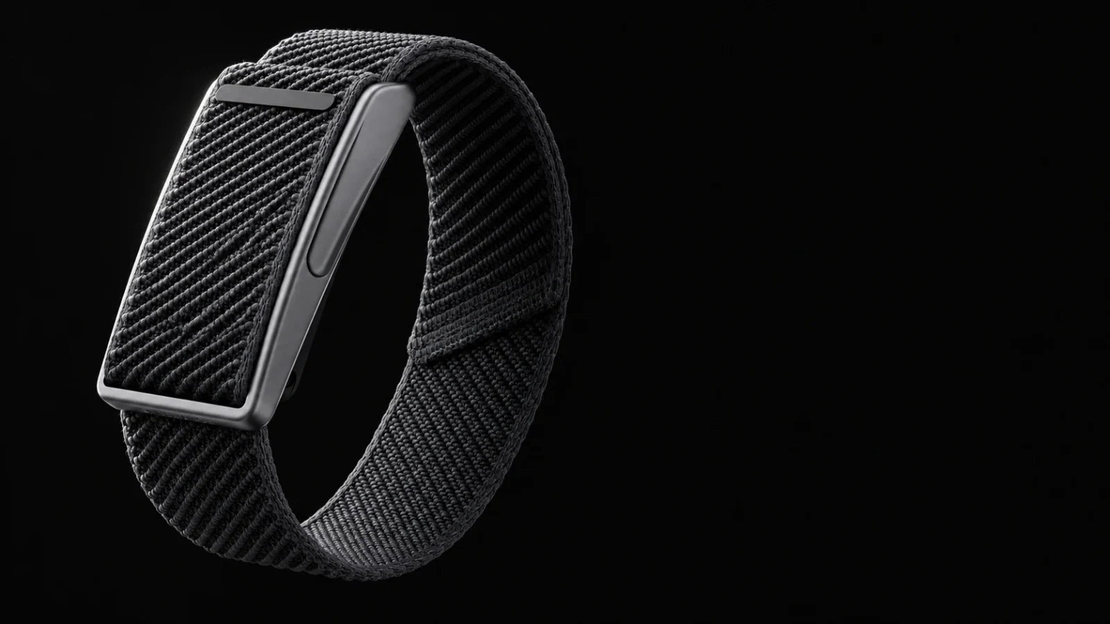 A close view of Speediance Strap's woven graphite band and titanium frame